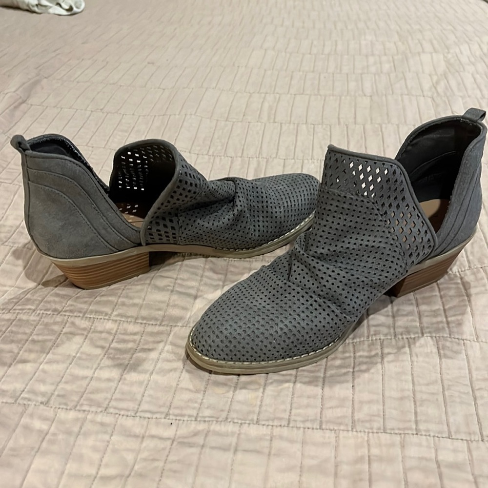 Gray, laser cut Booties!  Almost brand new - worn twice.